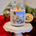 Santa's Arrival in Rockport artwork on charity candle