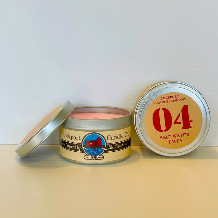 04 Salt Water Taffy travel tin candle